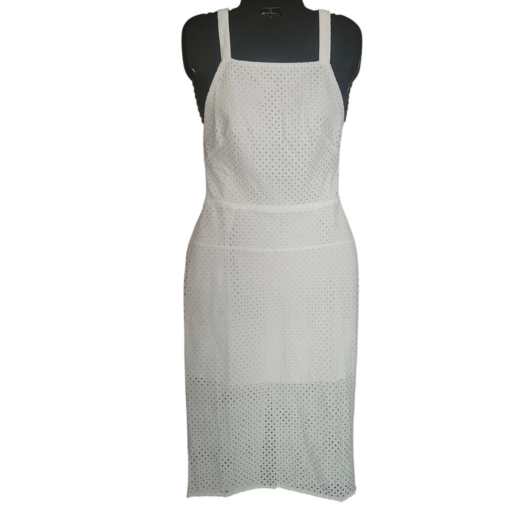 Line & Dot‎ Dress White Cotton Eyelet Lace Strappy Midi Sheath NWT sz XS